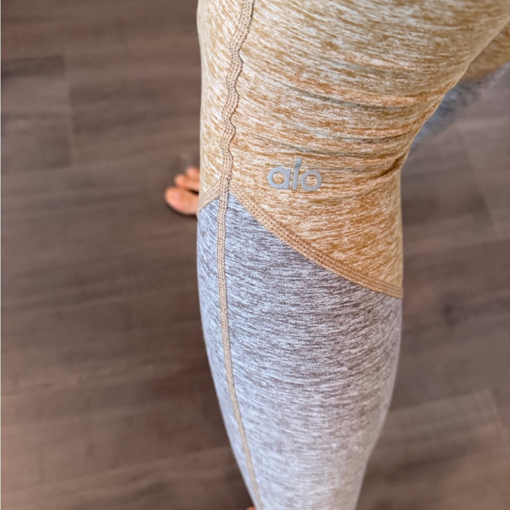 ALO Yoga Tan and Gray Leggings